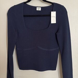 Abercrombie & Fitch Navy blue long sleeve top
